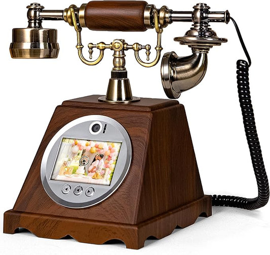 Video Audio Guest Book Wedding Phone,1080P HD Video Phone Guestbook, Preserve Your Special Occasions, Ideal for Wedding Bridal Shower, Birthday, Graduations, Baby Shower(Retro Brown) by FiayaComVintageTelephone
