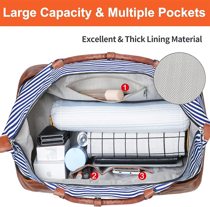 Weekender Bags for Women, 21" Travel Duffle Bag with Shoe Compartment | 3PCS Carry On Overnight Large Duffel Bag with Crossbody Bag and Toiletry Bag for Weekend Travel Gym Hospital Business Trip - Image 6