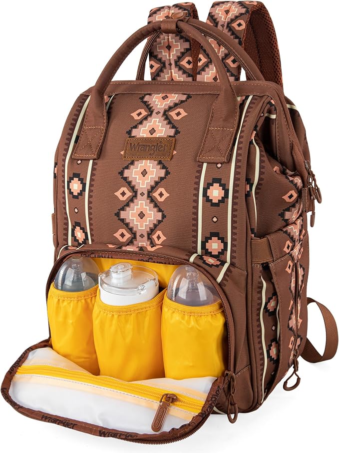 Wrangler Aztec Backpack Organized Daypack Travel Baby Bag with Stroller Strap and Side Bottle Pockets WG2204-9110CM - Image 2