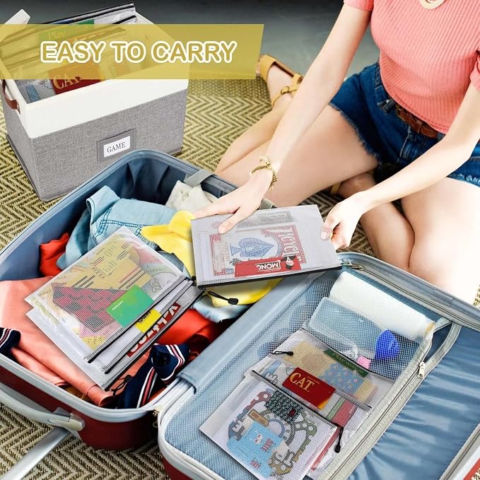 Board Game Storage, Board Game Organizer with 12pcs Zipper Bags and Writable Stickers, Board Game Organizers Storage with Lid for Office Supplies, Puzzles, Video Game, Craft Product,2-Pack - Image 6