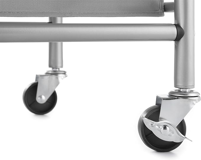Whitmor 3 Section Rolling Laundry Sorter with Folding Station - Ironing Board, Chrome / Gray - Image 4