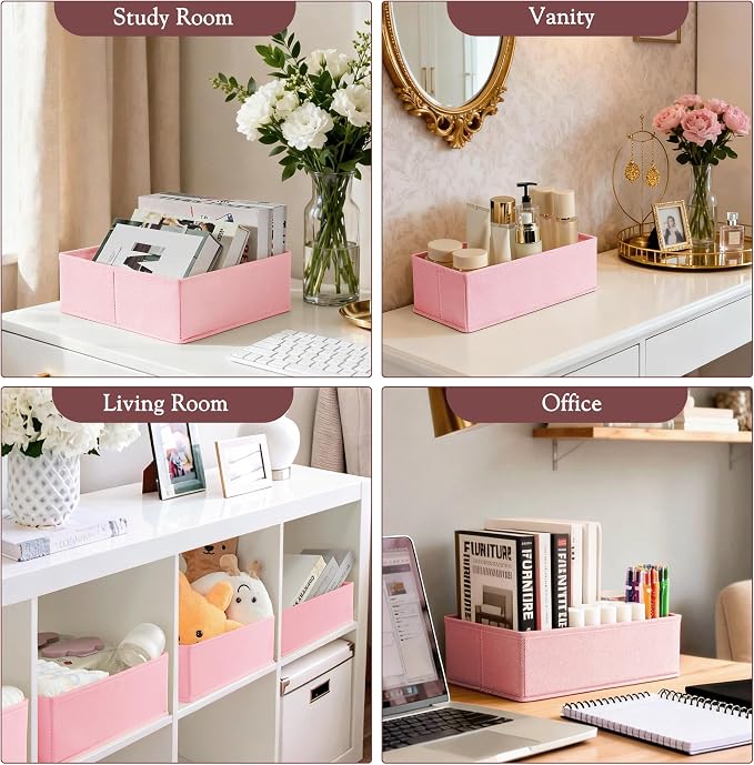 Drawer Organizer 18-Piece Set, Dresser Organizer for Baby Clothes, Foldable Closet Storage & Drawer Dividers for Underwear, Socks, Nursery (Pink) - Image 7