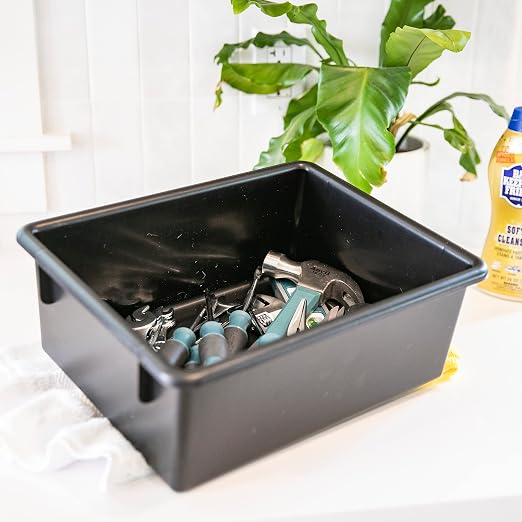 ECR4Kids Letter Size Tray Organizer with Lid, Large, 10-Piece, Black | Durable plastic, GREENGUARD Gold Certified, 1 gallon capacity, stackable/nestable, easy-lift lids, classroom & home use - Image 7