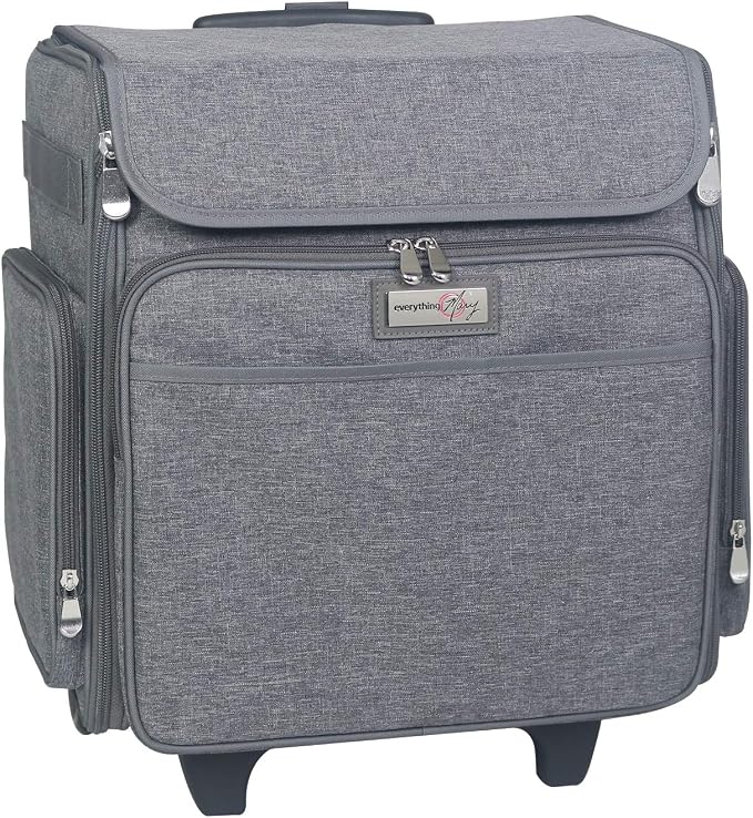 Everything Mary Rolling Scrapbook Tote – Heather Grey Craft Bag with Wheels – Organizer Case for Scrapbooking, Papercraft, Art Supplies & Portable Craft Storage by EverythingMary