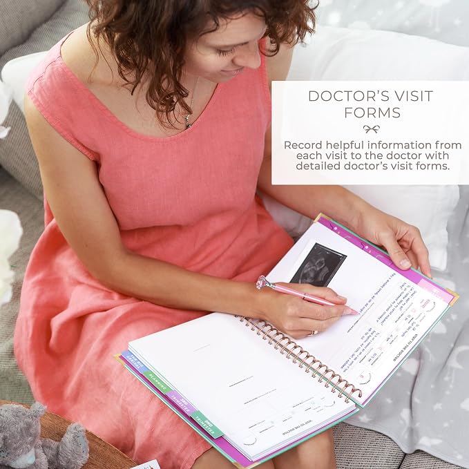 Clever Fox Pregnancy Journal, Expecting First Time Mom Planner Aquamarine | SonoFrame edition, Organized pregnancy & baby diary with weekly countdown calendars & checklists, memory book 9 x 10.5 in - Image 3