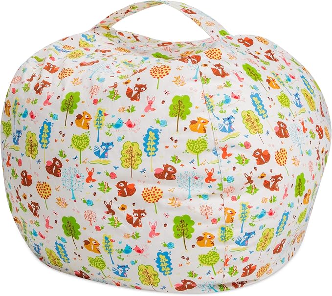 Posh Creations Stuffable Kids Stuffed Animal Storage Bean Bag Chair Cover - Childrens Toy Organizer, Medium 27" - Canvas Animals Forest Critters - Image 7
