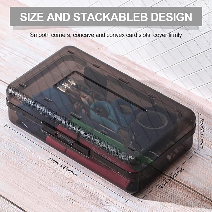 Leelosp 12 Pack Pencil Boxes Bulk, Large Plastic Case,Gray | Stackable Hard Storage Box with Snap Lid for School Classroom, Desk Drawer Organizer, Crayons Markers Kids Supplies - Image 2