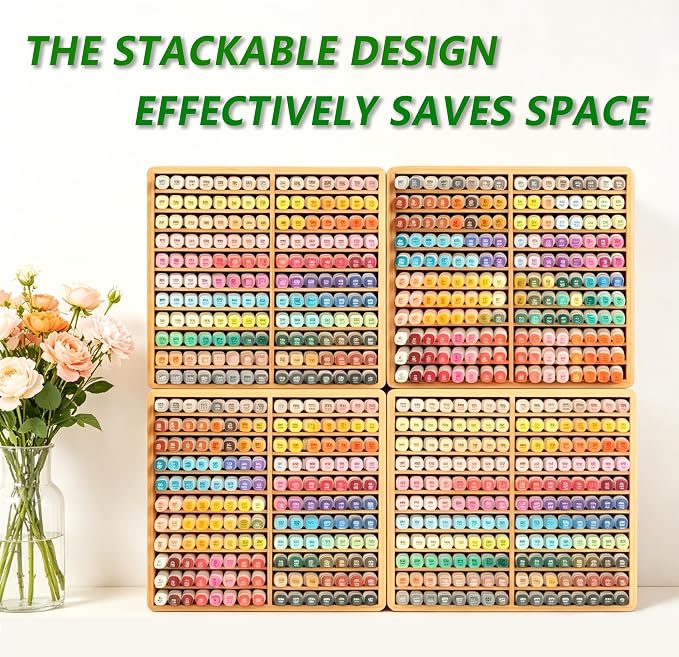 Bamboo Marker Organizer, Holds 176 Markers with 22 Compartments | Wooden Desktop Storage Holder For Alcohol Markers,Pens,Pencils,Art Brushes, Stationary Organizer for Home, Classroom, Office - Image 6