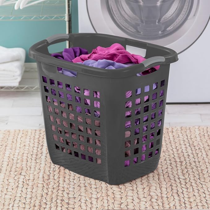 Sterilite Ultra Easy Carry Hamper, Laundry Basket Organizer, 4-Pack | 2.1 Bushel, Flat Gray - Large Plastic Clothes Storage Bin for Home, Dorm, Bathroom, Closet, and Bedroom Organization - Image 5