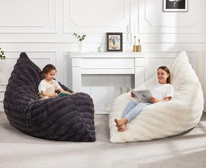 Hobestluk Adult Bean Bag Chair 3 in 1 Convertible Large Bean Bag Sofa | Ripple Dark Grey,Machine Washable,Removable Cover,Easy Convert And Install,Floor Bed,For Livingroom Bedroom - Image 2