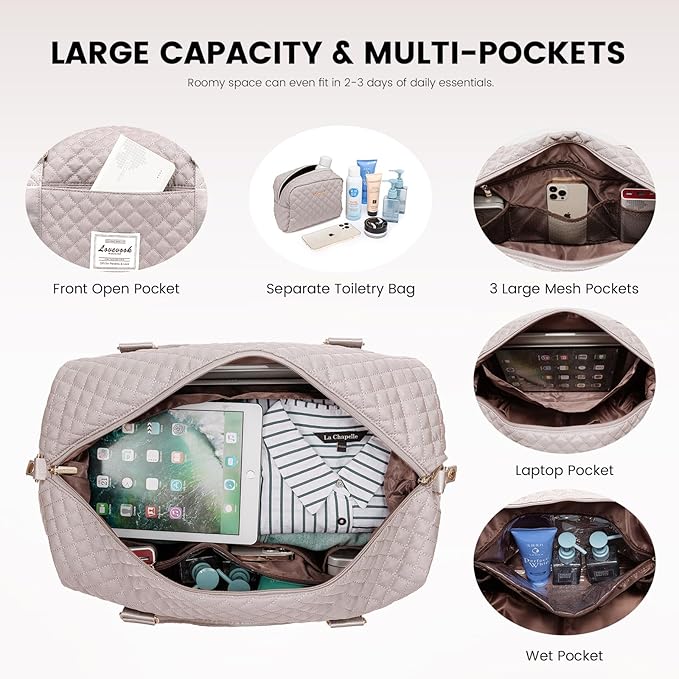 LOVEVOOK Travel Duffle Bag,Weekender Bags for Women with Shoe Compartment，Carry on Overnight Bag with Toiletry Bag,Gym Duffel Bag with Wet Pocket, Hospital Bags for Labor and Delivery - Image 3