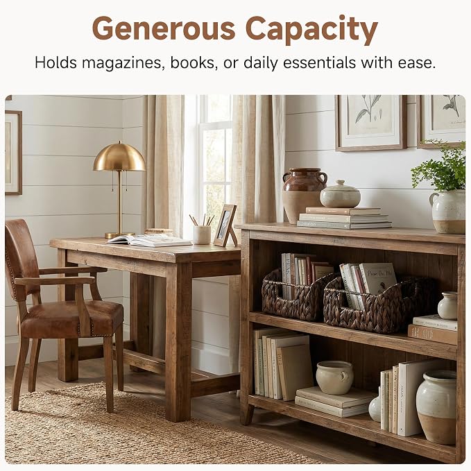 StorageWorks Pantry Baskets for Organizing, Handwoven Brown Baskets, 2-Pack | Water Hyacinth Pantry Baskets for Organizing, Wicker Baskets with Handles, Handwoven Wicker Storage Baskets for Shelves - Image 4