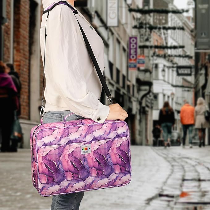 JAKAGO 480 Slots Colored Pencil Case Extra Large Capacity Pen Holder for Artist Painter Zipper Organizer Bag for Marker Highlighter Storage Case for Office Sketch Travel Supplies (Marble Purple) - Image 7