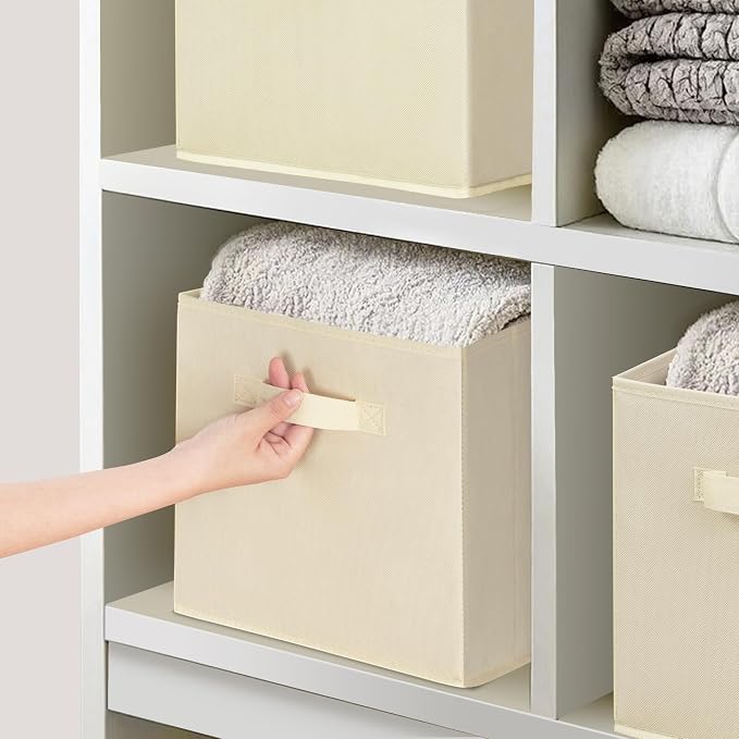 Storage Bins, 11 Inch Fabric Storage Cubes, Collapsible Cube Storage Box, Fabric Closet Organizers with Handle for Home, Office, Cabinet, Closets, Bedroom, Living Room, Beige, 20 Set - Image 6