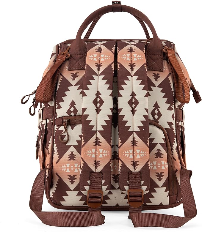 Wrangler Aztec Backpack Organized Daypack Travel Baby Bag with Stroller Strap and Side Bottle Pockets WG2204-9110BR - Image 4