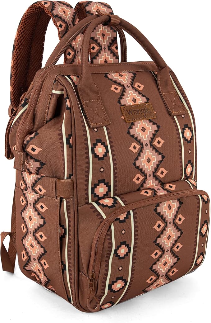 Wrangler Aztec Backpack Organized Daypack Travel Baby Bag with Stroller Strap and Side Bottle Pockets WG2204-9110CM by Wrangler%C2%AE