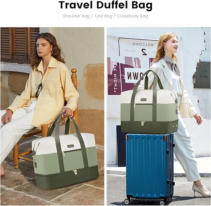 LOVEVOOK Weekender Bag for Women, Large Duffle Bag for Travel with 2 Packing Cubes, Carry on Overnight Bag with Shoe Compartment, Mom Hospital Bags for Labor and Delivery - Image 2