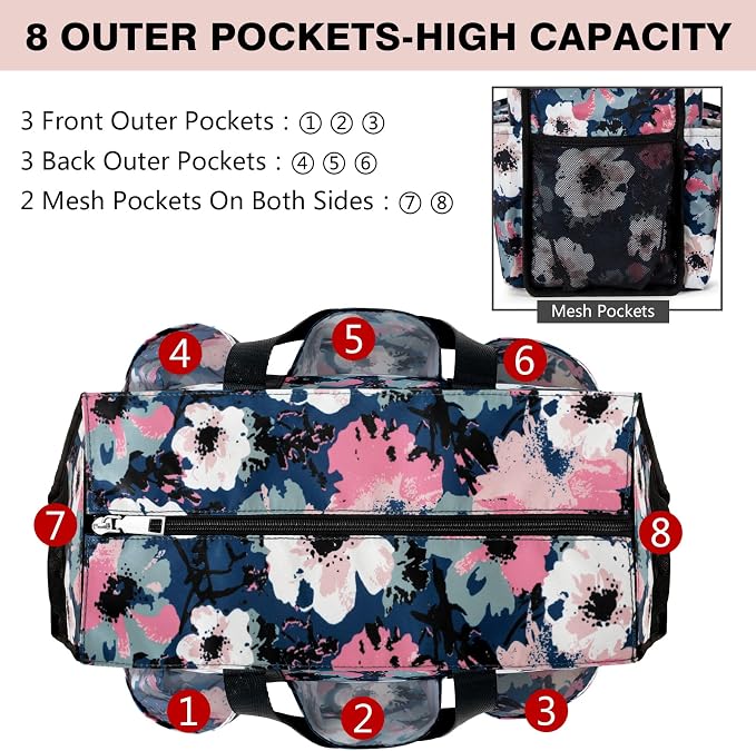 IBFUN Utility Tote Bag with 24 Pockets, Large Teacher Travel Tote for Women | Large Work Tote Bag 2pcs with Zipper for Travel Daily School Teacher Nurse, Large Lightweight Laptop Shoulder Bag Handbag - Image 4