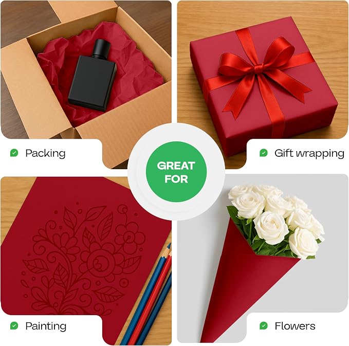 Red Kraft Paper Rolls 36" x 2160" (180 feet), Pack of 2 - USA-Made Craft Paper Roll 50lb Thickness for Art, Gift Wrapping & Moving - High-Density Roll for School by IDL Packaging - Image 6