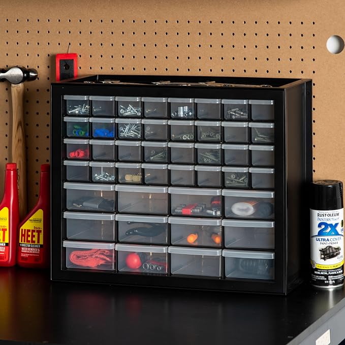 IRIS USA 44-Drawer Small Parts Storage Cabinet, Crafts, Made in USA, Black | Wall-mountable, Stackable, Building Bricks, Screws, Nuts & Bolts, Hardware, Garage Tool Storage - Image 2