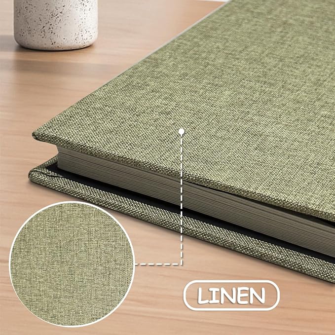 Large Photo Album Scrapbook – Holds 4x6, 8x10 Pictures – Self-Adhesive Pages for Baby, Wedding, Travel & Family Memories | Includes Metallic Pen & Scraper/Light Matcha Large DIY Memory Book for Gifts - Image 4