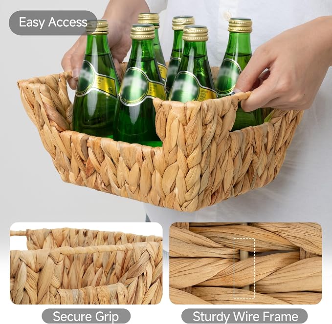 StorageWorks Wicker Storage Basket, Pantry Baskets, Water Hyacinth | Pantry Baskets for Patato and Onion Storage, Stackable Wicker Basket Organizer for Shelf, Woven Basket for Storage, 2-Pack - Image 3