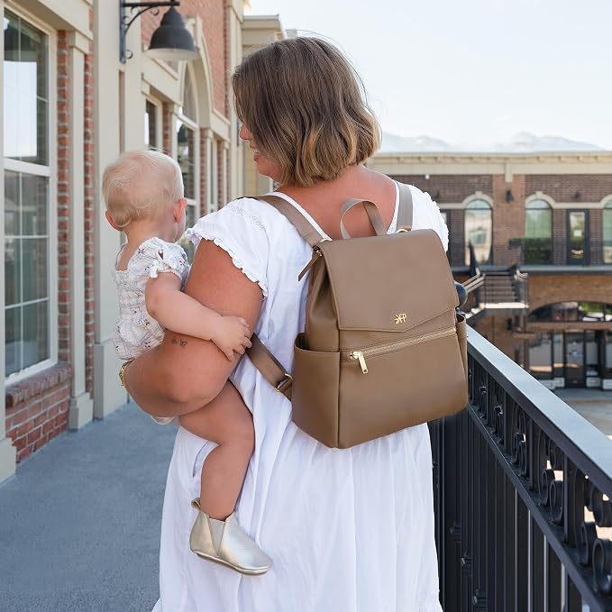Freshly Picked Mini Diaper Bag II Backpack – Premium Vegan Leather Small Baby Bag without Changing Pad, Compact, Lightweight & Stylish for Moms On-the-Go, Toffee - Image 4