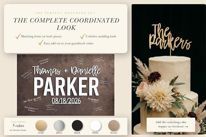 Personalized Last Name Guest Book, Unique Guest Book Sign, Custom Alternative Guest Book, Wooden Guest Book, Wedding Ceremony Guestbook Sign (Design 9) - Image 5