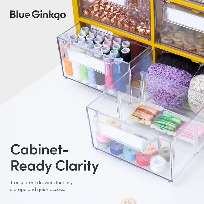 Blue Ginkgo 12-Drawer Storage Cabinet Organizer, Yellow, Made in Korea | Stackable. Adjustable. Easy Visibility. - Image 5
