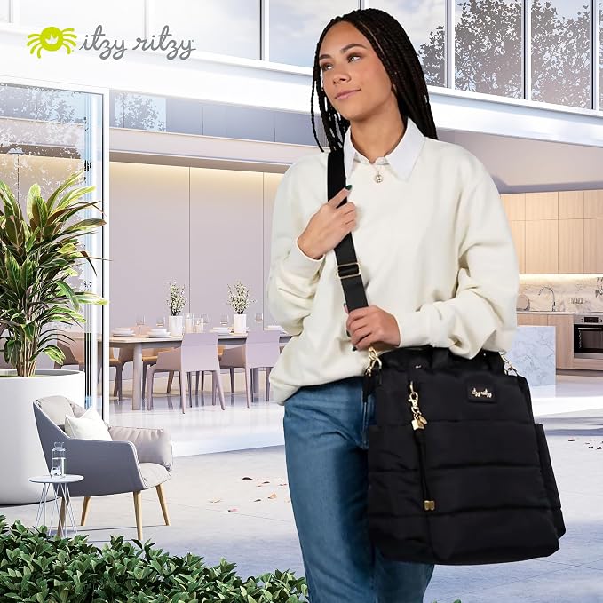 Itzy Ritzy Dream Convertible Diaper Bag Tote Backpack - Baby Diaper Bag with 14 Pockets, Changing Pad & More (Midnight Black) - Image 9