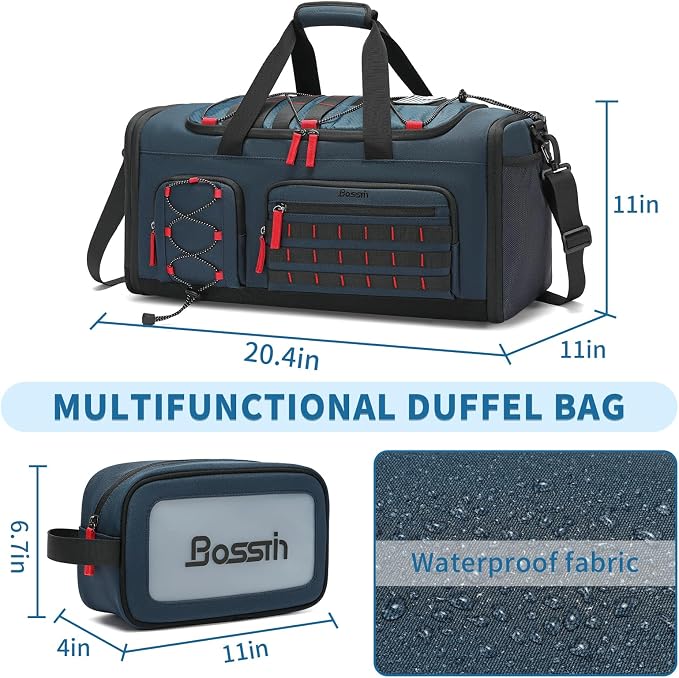 BOSSTIN Gym Bag for Men & Women, 45L-50L Expandable Sports Duffle Bag | Convertible Duffel Backpack, Comes with Toiletry Bag, Shoe Compartment & Wet Pocket, for Workout, Weekender, Overnight Travel - Image 2