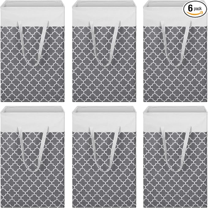 Treela 6 Pack 75l Large Laundry Baskets Collapsible Laundry Hampers with Reinforced Handles, Waterproof Freestanding Clothes Hamper Dirty Clothes Basket for Dorm Bedroom Bathroom Towels Toys(Gray) by Treela