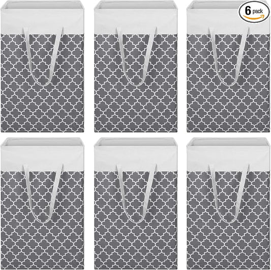 Treela 6 Pack 75l Large Laundry Baskets Collapsible Laundry Hampers with Reinforced Handles, Waterproof Freestanding Clothes Hamper Dirty Clothes Basket for Dorm Bedroom Bathroom Towels Toys(Gray) by Treela