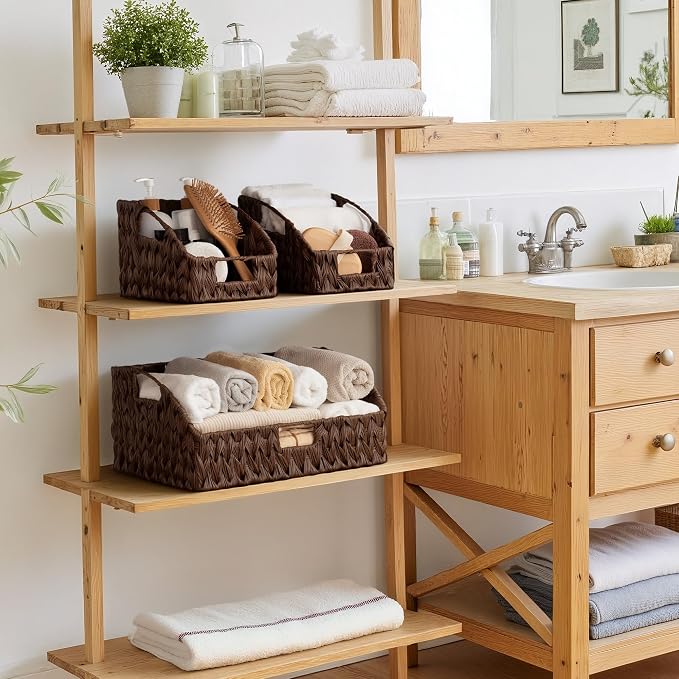 GRANNY SAYS Wicker Baskets for Organizing, Waterproof Basket for Shelves | Wicker Storage Baskets for Pantry, Open Front Basket for Shelves, Kitchen Storage Baskets, Decorative Basket for Home Decor - Image 7