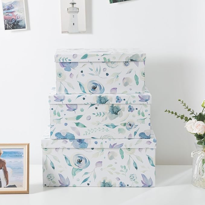 Soul & Lane - Handpicked Bouquet Floral Storage Boxes with Lids, Set of 3 | Large Nesting Cardboard Keepsake Boxes for Memories, Photos and Gifts, Pretty Containers for Home Decor and Organizing - Image 2
