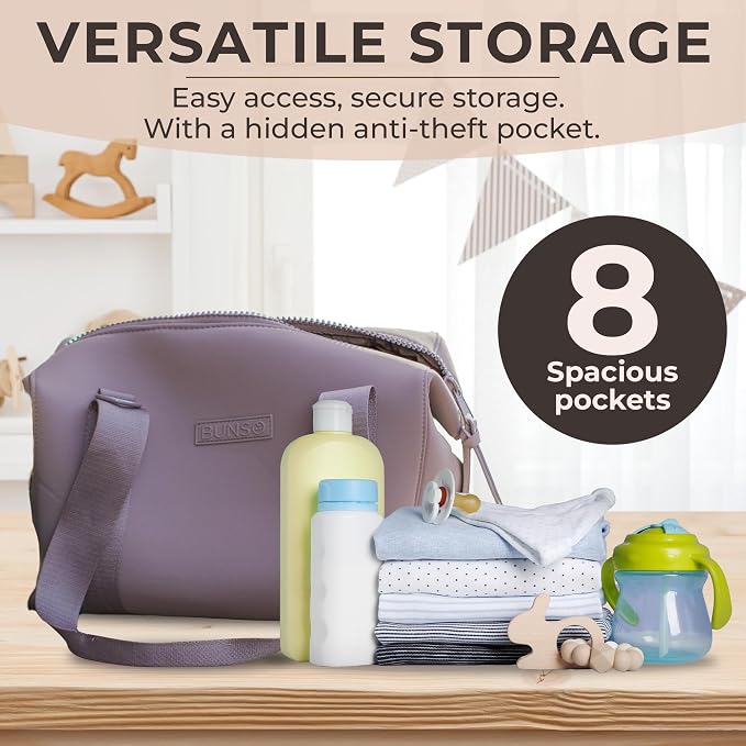 Small Diaper Bag Tote - Lightweight 12x7x8 in Neoprene Diaper Bag with Changing Pad and Pouch, Water-Resistant - Image 2
