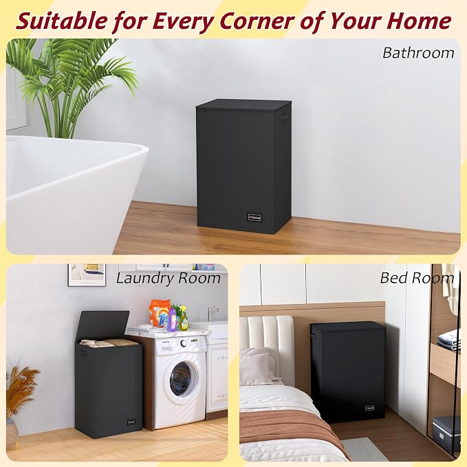 110L Laundry Hamper with Lid, Reinforced Sturdy Large Laundry Hamper with Handle and Lid, Collapsible Clothes Basket Organizer with Removable Liner Bag, Tall Dirty Clothes Bin for Dorm Bedroom - Image 7