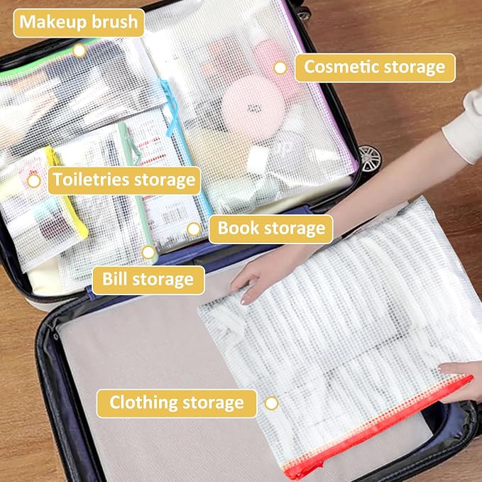 YOPCDJ 36pcs Mesh Zipper Pouch Bags,12 Colors for Storage Bags with Zipper, 8 Sizes for Reusable Plastic Zip Organizer for Travel Cosmetics - Image 6