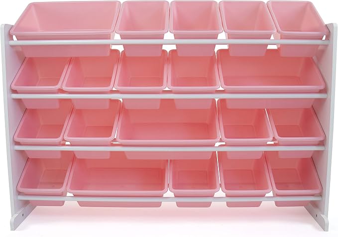 Humble Crew Kids Toy Organizer with 20 Bins, 4 Tier Storage for Playroom | Sturdy wood and steel toddler shelf, removable BPA-free containers, wall anchor anti-tip safety kit for bedroom or classroom - Image 5