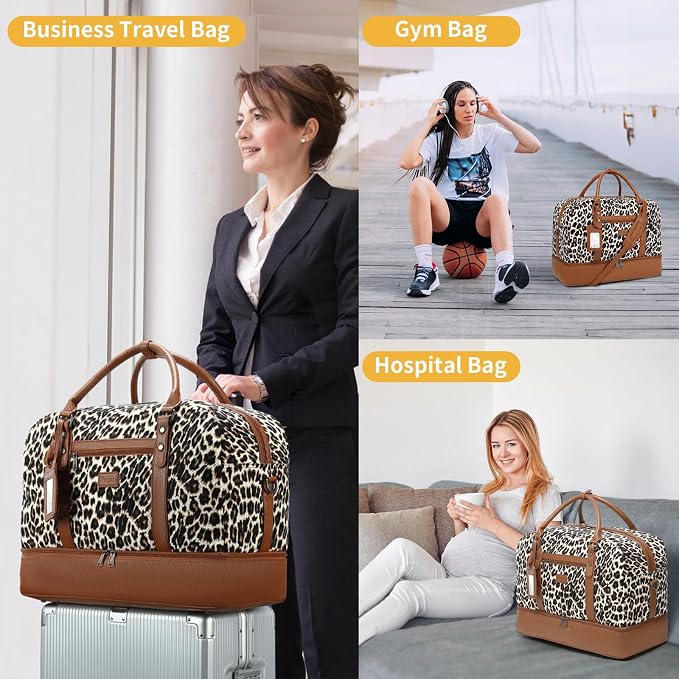 4PCS Weekender Bags for Women Large Overnight Weekend Travel Duffel Bags | Travel Bag Carry-on Tote Hospital Bag with Shoe Compartment Crossbody Toiletry Bag for Travel Business Gym Water Resistant - Image 6
