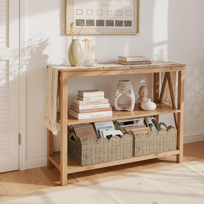 StorageWorks Scalloped Seagrass Baskets, Large Scalloped Basket for Nursery | Scalloped Wicker Basket for Living Room, Decorative Scalloped Baskets for Storage, Wicker Baskets for Organizing and Decor - Image 6