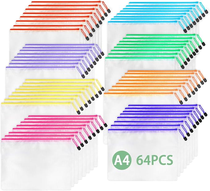 88pcs Mesh Zipper Pouch Bags - 8 Sizes Plastic Zipper Pouches for Organization, Mesh Bags with Zipper, Waterproof Clear Travel Pouches, UMETDO File Bag with Zipper for Office Supplies, Variety Pack - Image 4