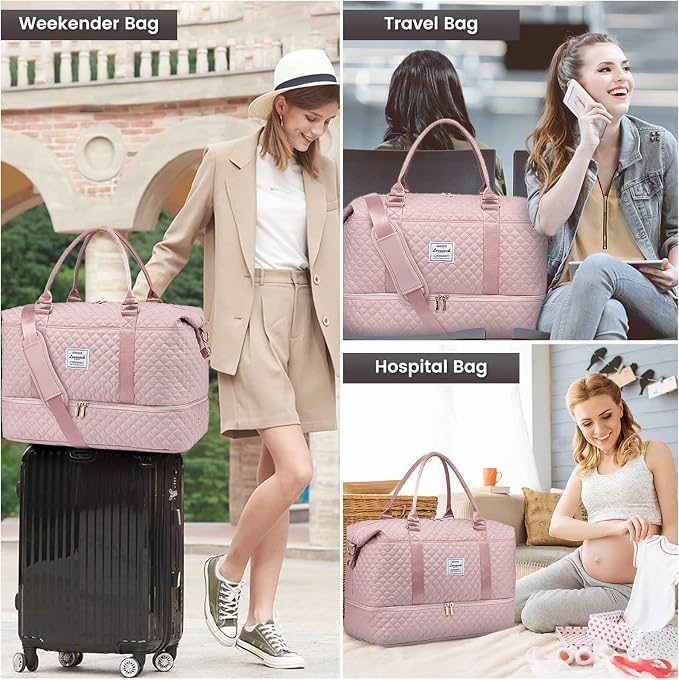 LOVEVOOK Travel Duffle Bag,Weekender Bags for Women with Shoe Compartment，Carry on Overnight Bag with Toiletry Bag,Gym Duffel Bag with Wet Pocket, Hospital Bags for Labor and Delivery - Image 5