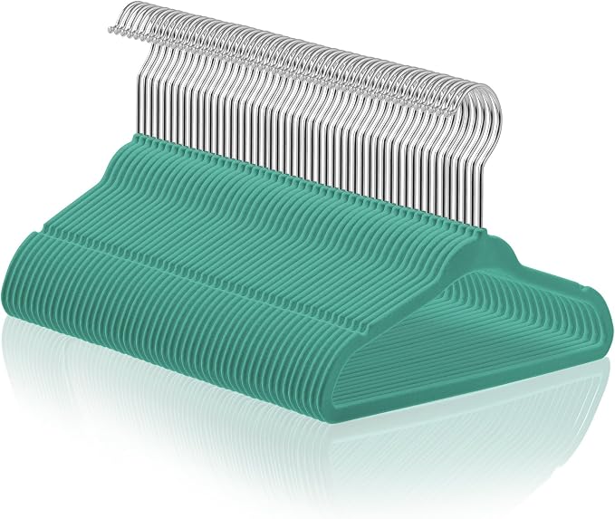 Casafield 50 Velvet Baby Hangers - 11" Size for Infant & Toddler Clothes - Teal by Casafield