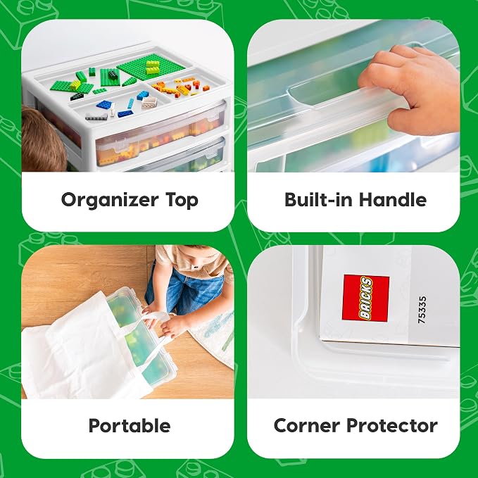 IRIS USA Desk Organizer |Made in USA| 3-Tier Cases - White/Clear | Fits 12"x12" Paper, Built-In Handles, Storage Unit with Supply Top for Craft, Art, Office Supplies, Pens & Pencils - Image 2