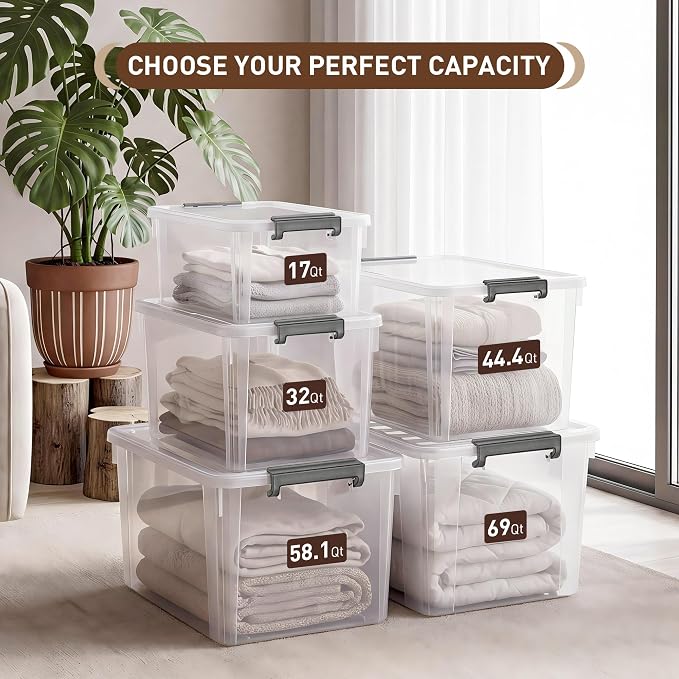 CITYLIFE 6 Packs 17 QT Plastic Storage Bins with Lids Large Stackable Storage Containers for Organizing Clear Storage Box for Garage, Closet, Classroom, Kitchen - Image 9