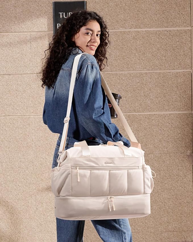 LOVEVOOK Travel Duffel Bag, Gym Bag for Women, Large Weekender Overnight Bags with Shoe Compartment, 38L Carry on Gym Hospital Bag with Wet Pocket, 2 Pcs - Image 2