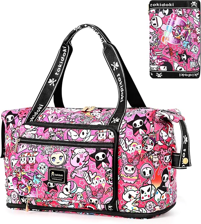 tokidoki Travel Duffle Bag, Weekender with Shoe Compartment Toiletry Bag | many compartments: laptop sleeve, wet-dry pocket, trolley sleeve. Includes toiletry bag. Carry-on. by Tokidoki