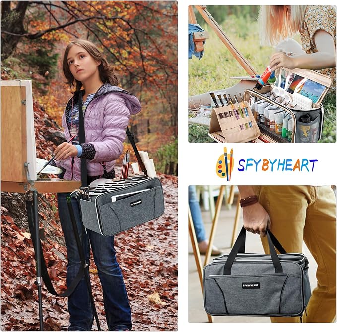 SFYBYHEART Acrylic Paint Storage, Craft Organizer, Art Supply Organizer, Art Tote Bags, Paints Brush Holder for Apple Barrel Acrylic Painting, Palette Board - Image 6