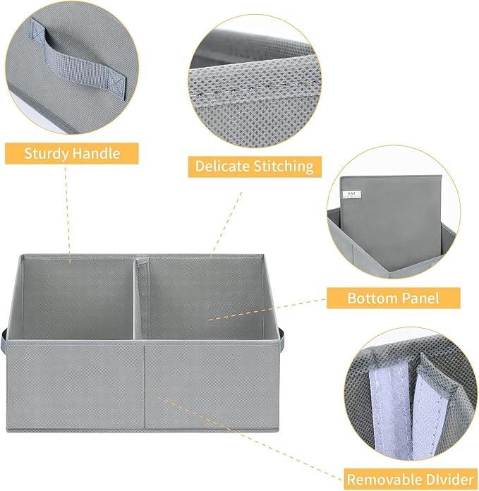 DIMJ Trapezoid Storage Bins for clothes - 6 Packs Closet Organizers and Storage Baskets, Foldable Closet Baskets with Handles and Divider, Closet Storage Bin Toybox for Shelves Living Room Bedroom - Image 4